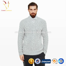 Herren V-Ausschnitt Cable Knit Kaschmirpullover